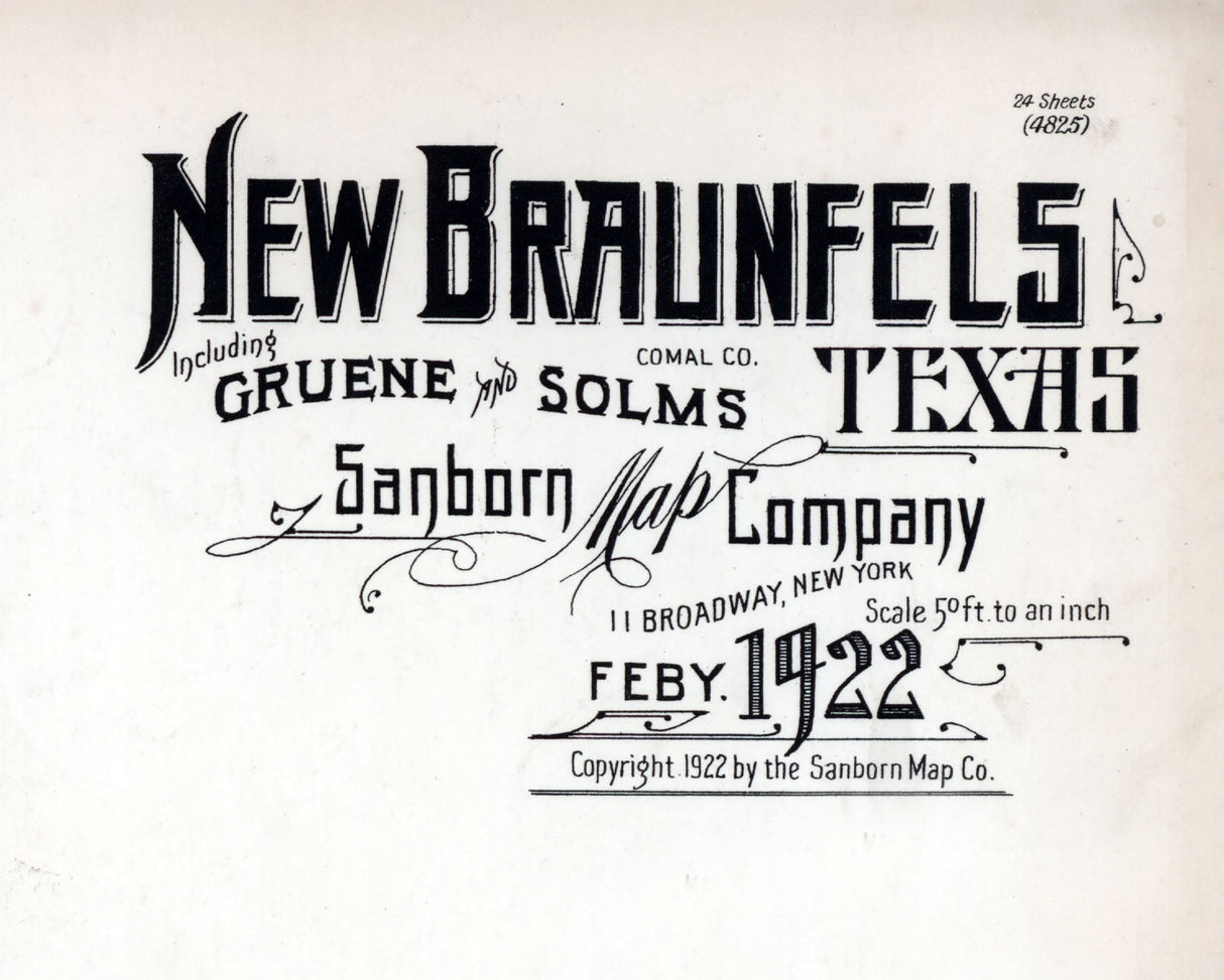 1922 Town Map of New Braunfels Comal County Texas