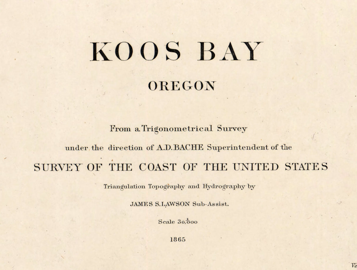 1865 Nautical Chart of Koos Bay Oregon