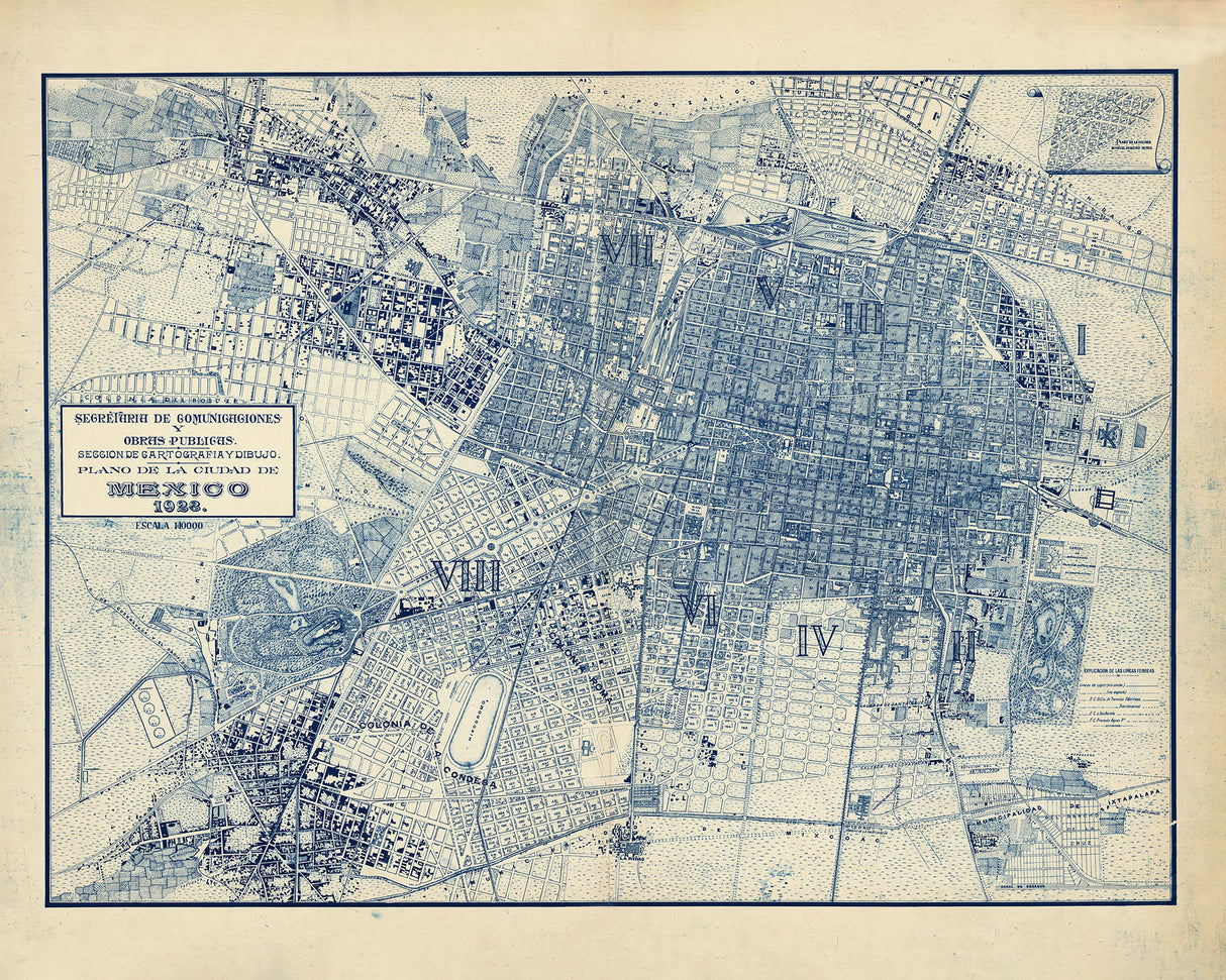 1923 Map of Mexico City Mexico