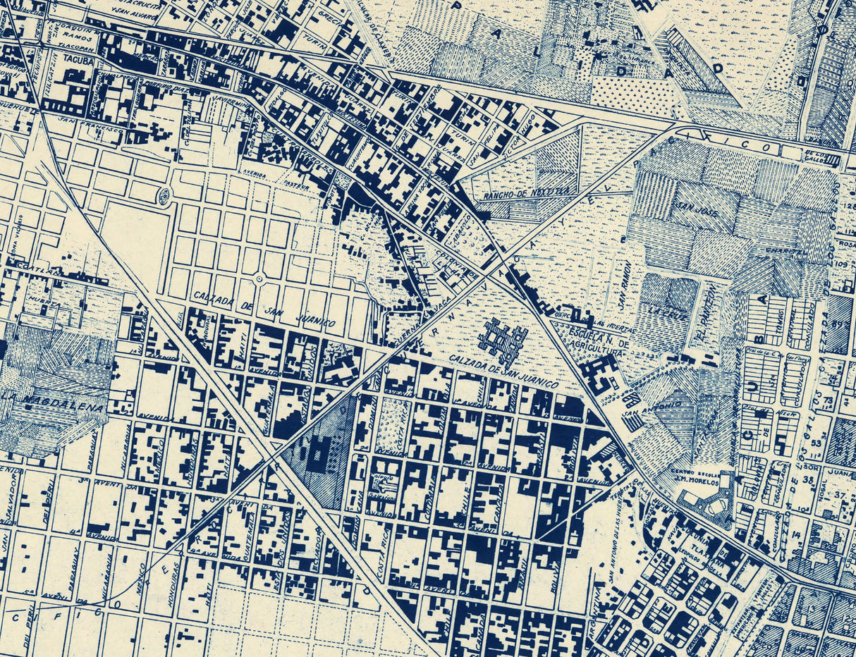 1923 Map of Mexico City Mexico