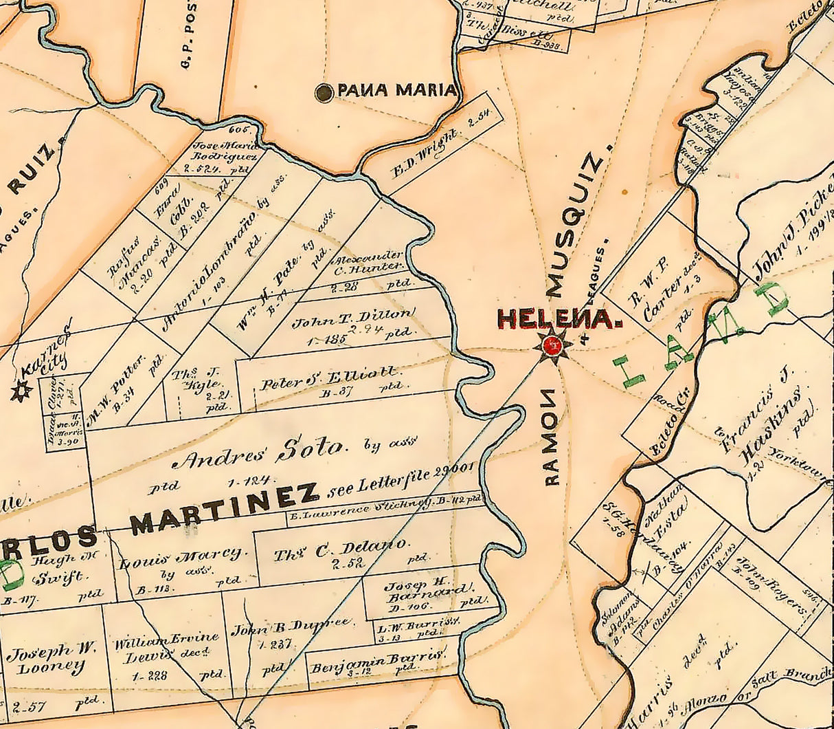 1870 Farm Lines Map of Karnes County Texas