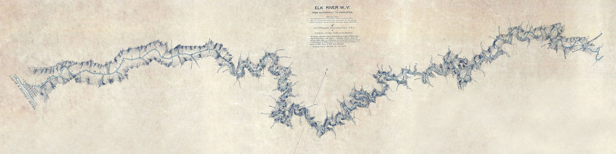 1875 Map of Elk River West Virginia Suttonsville to Charleston