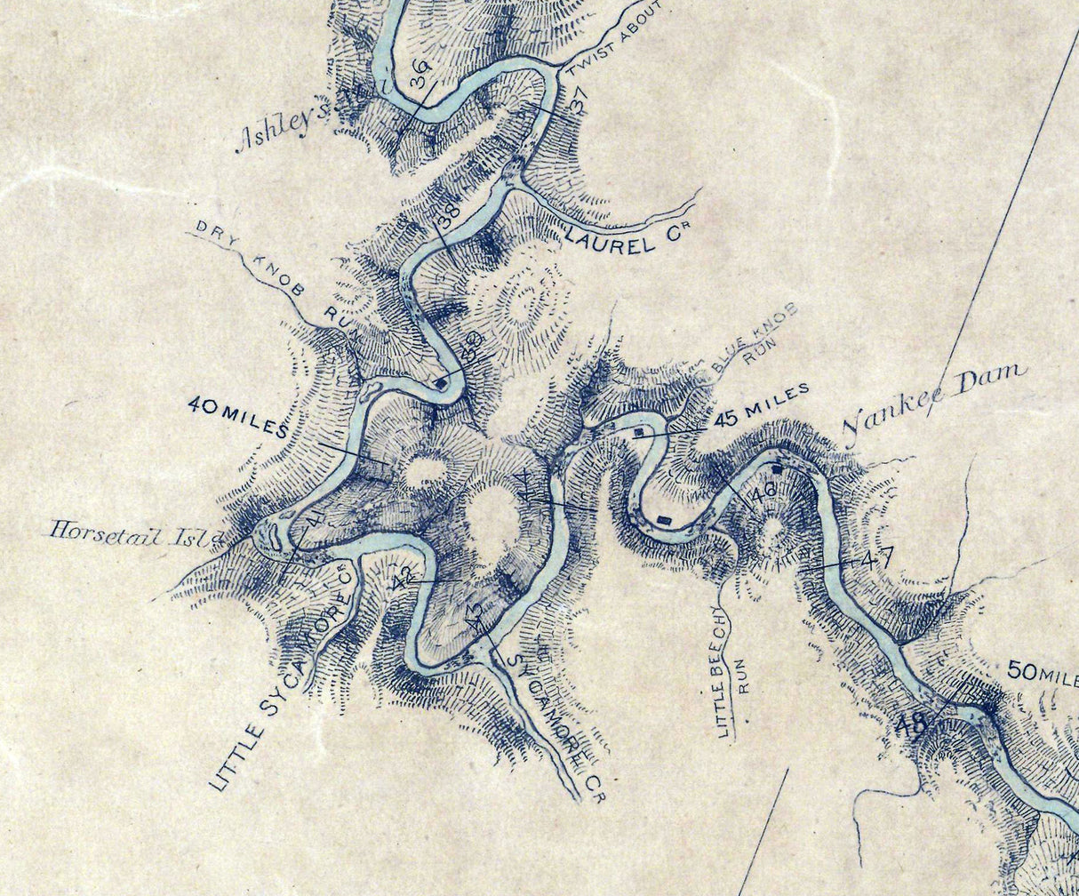 1875 Map of Elk River West Virginia Suttonsville to Charleston