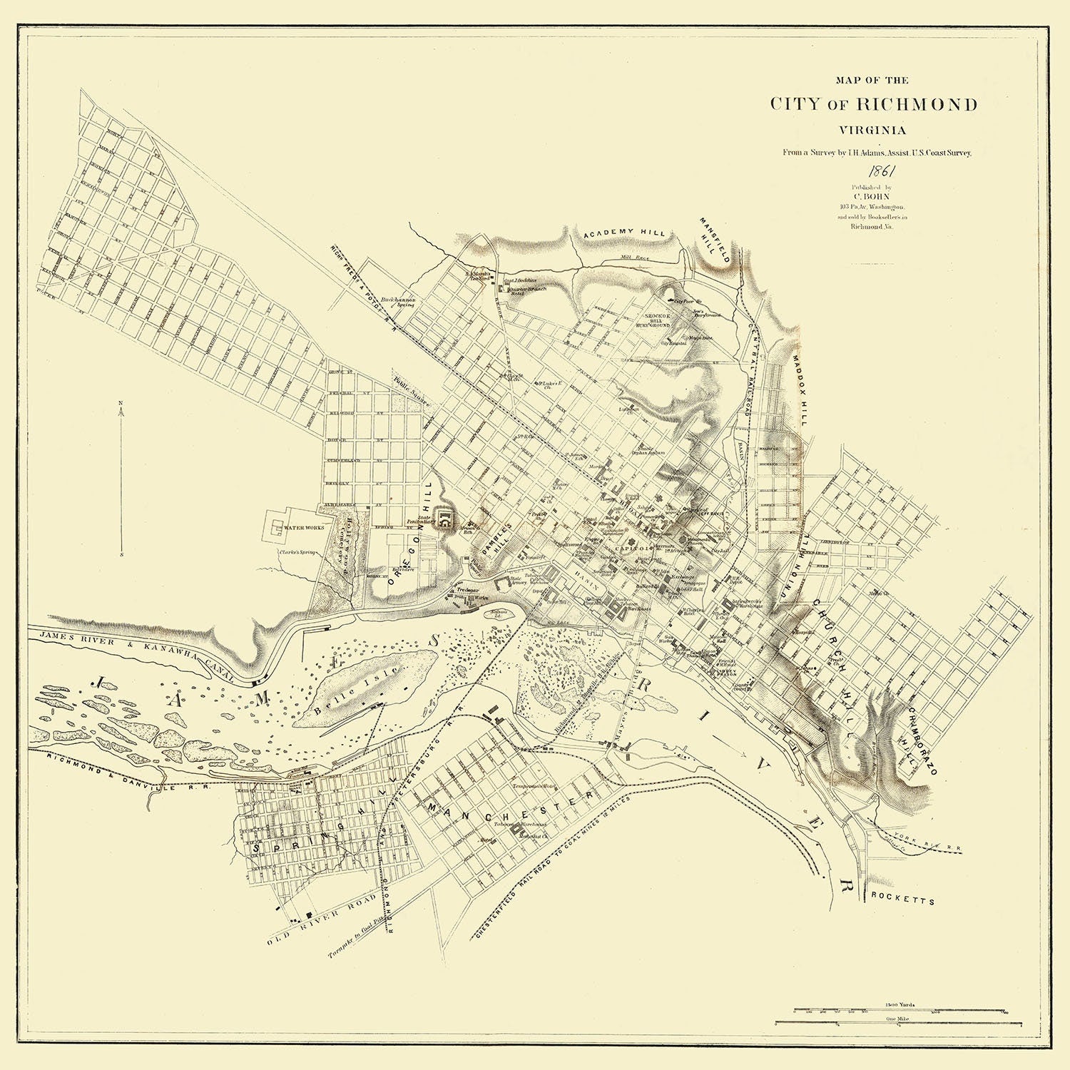 1861 Map of Richmond Virginia