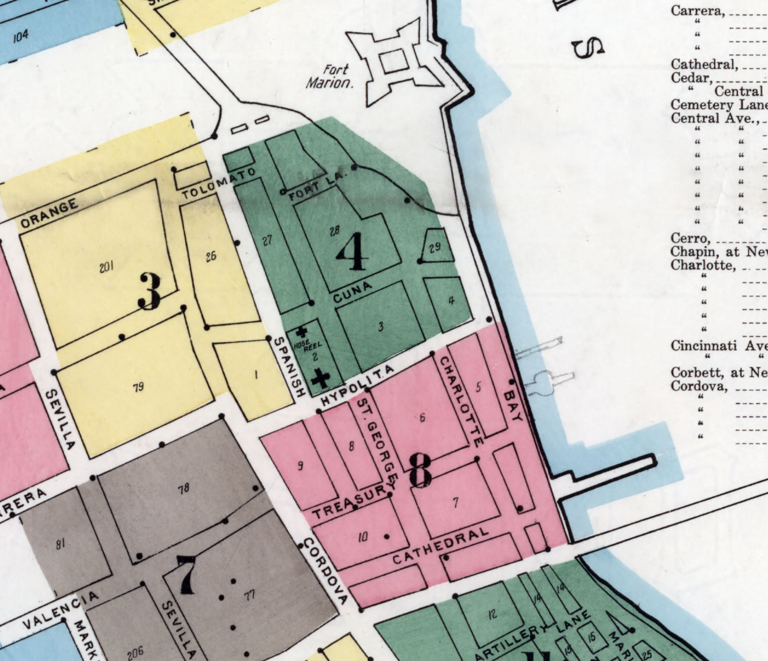 1910 Town Map of Saint Augustine Florida