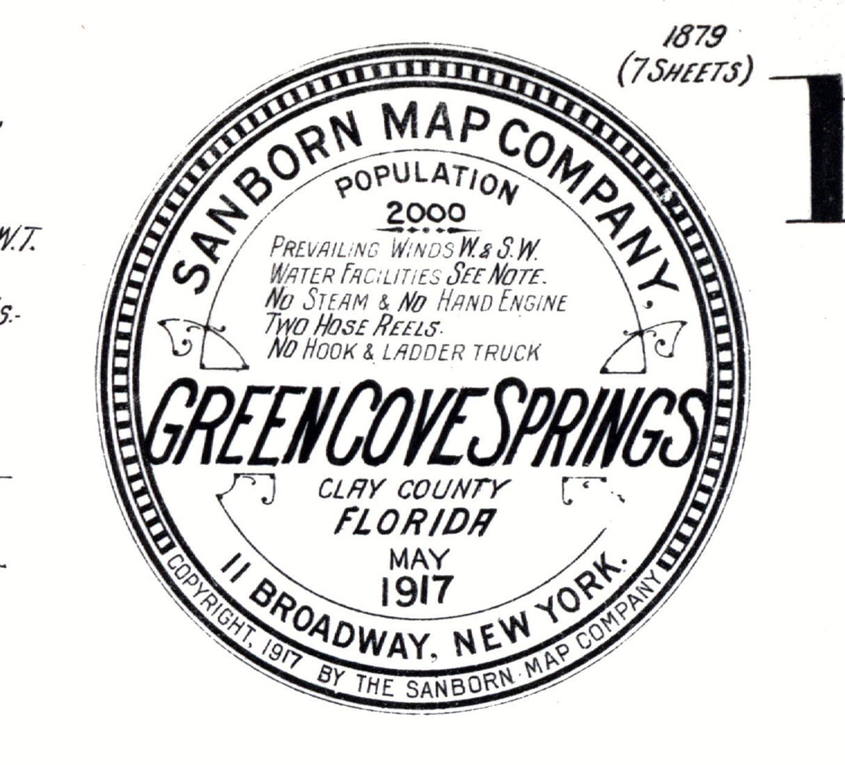 1917 Town Map of Green Cove Springs Clay County Florida