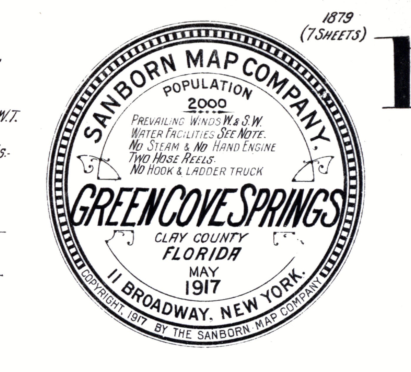 1917 Town Map of Green Cove Springs Clay County Florida