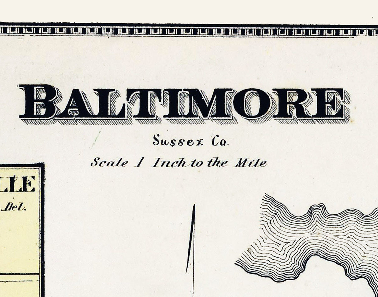 1868 Map of Baltimore Sussex County Delaware