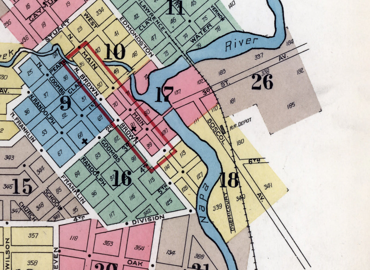 1901 Town Map of Napa California