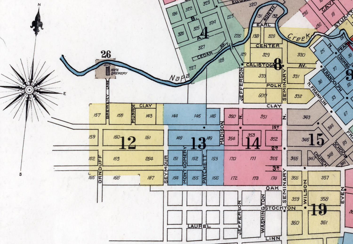 1901 Town Map of Napa California