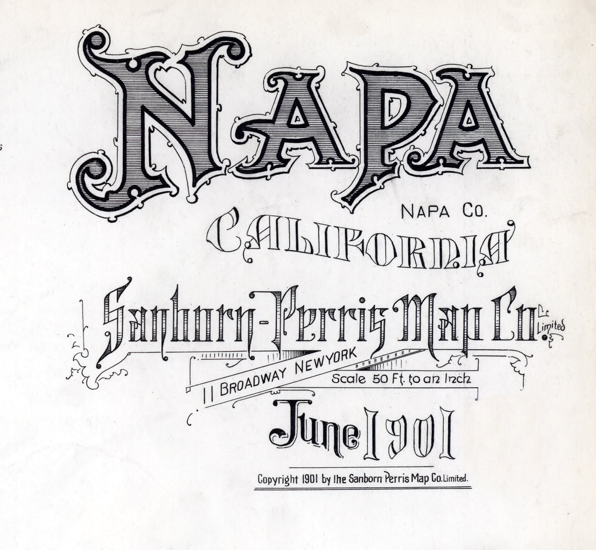 1901 Town Map of Napa California