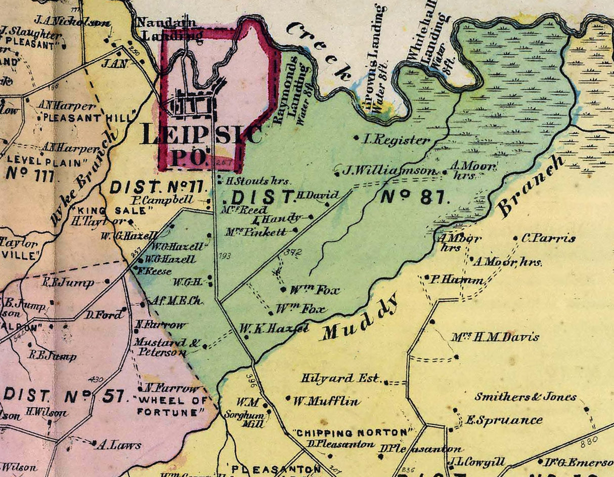 1868 Map of Dover and Little Creek Kent County Delaware