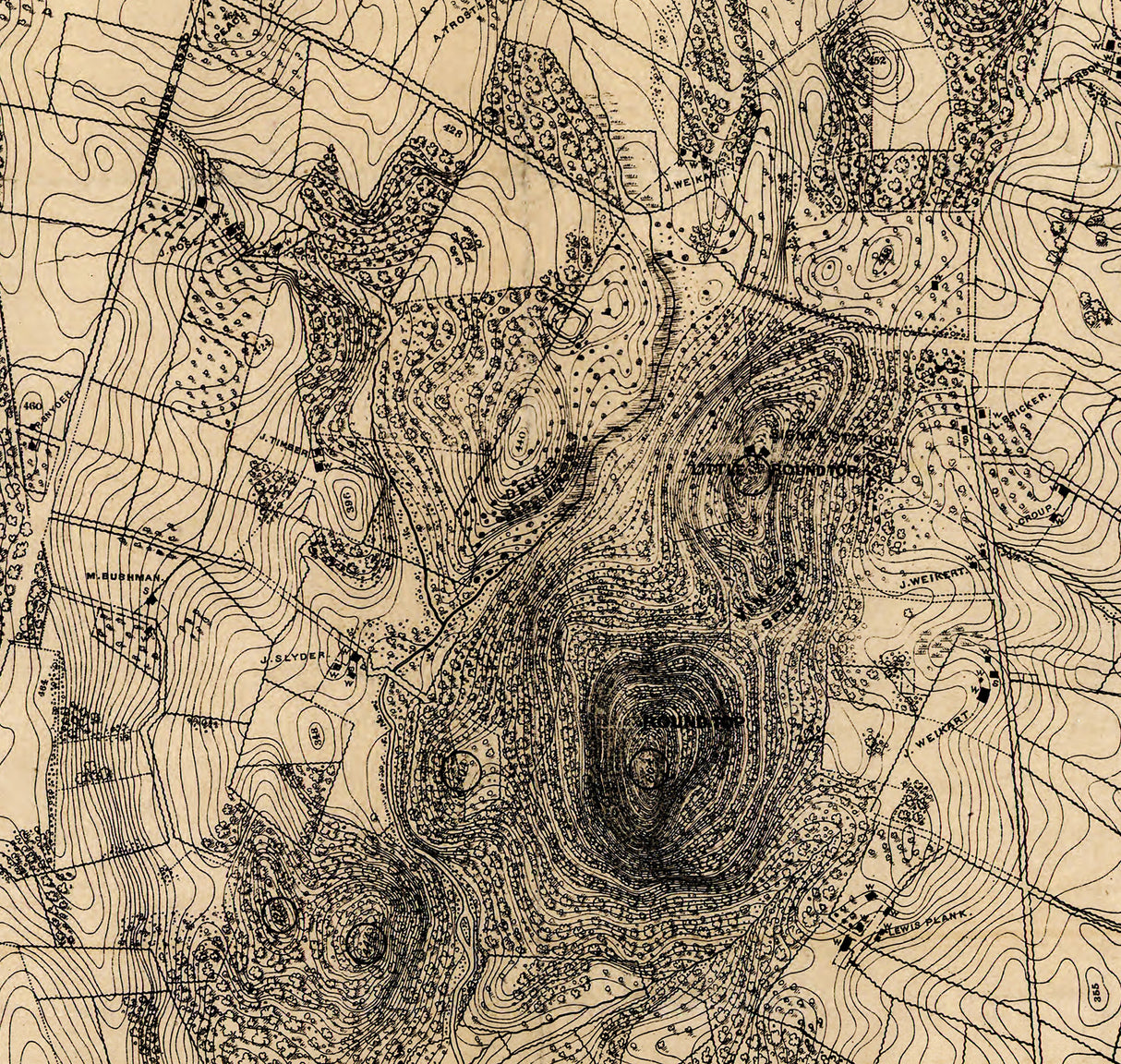 1870 Map of Gettysburg Pennsylvania Battlefield