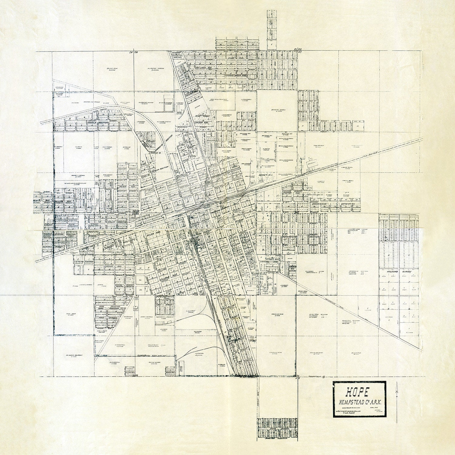 1916 Map of Hope Hempstead County Arkansas