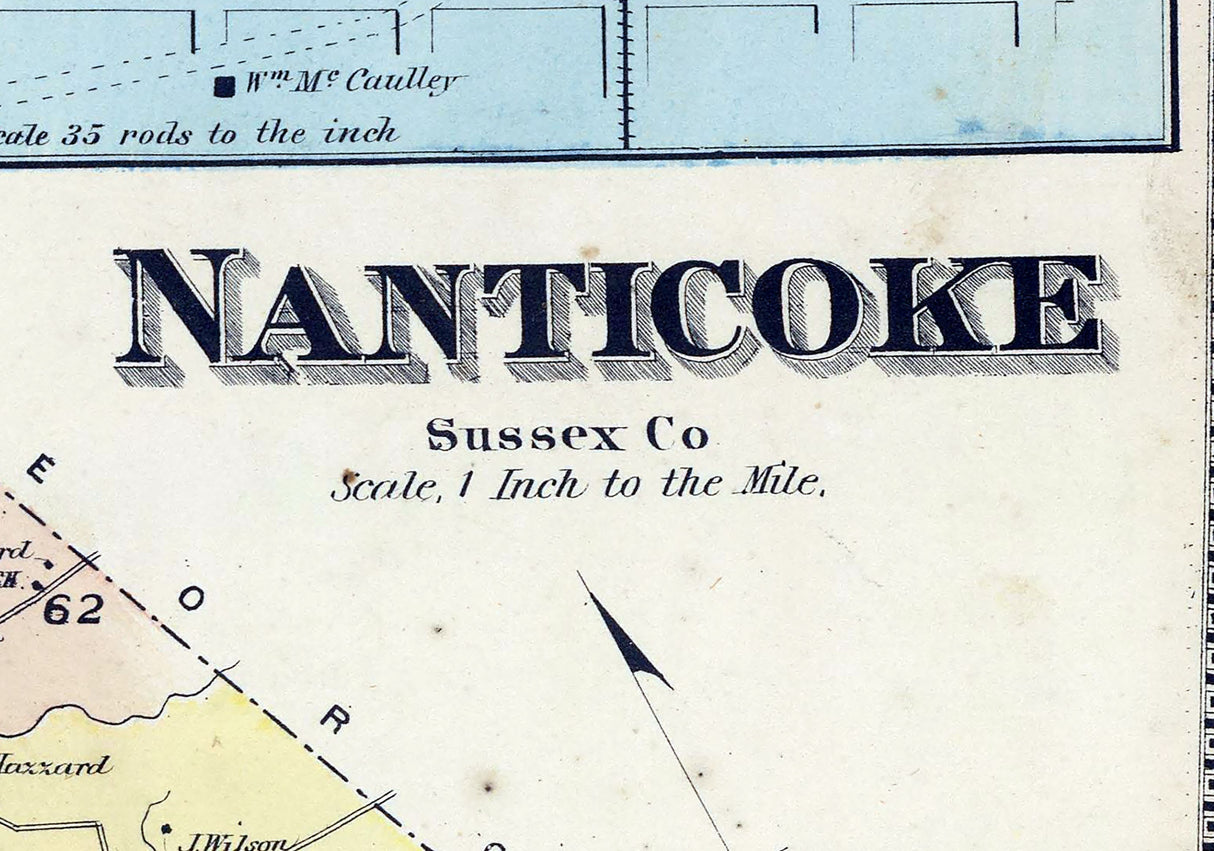 1868 Map of Nanticoke Sussex County Delaware