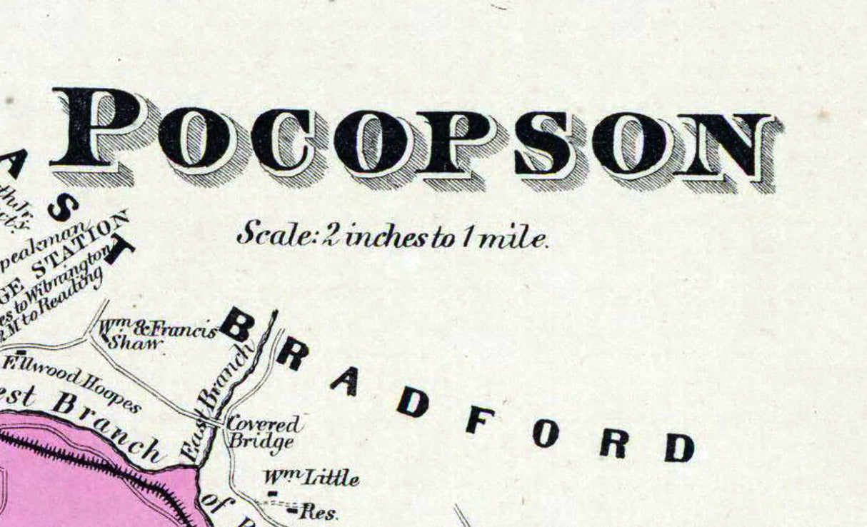 1873 Map of Pocopson Township Chester County Pennsylvania