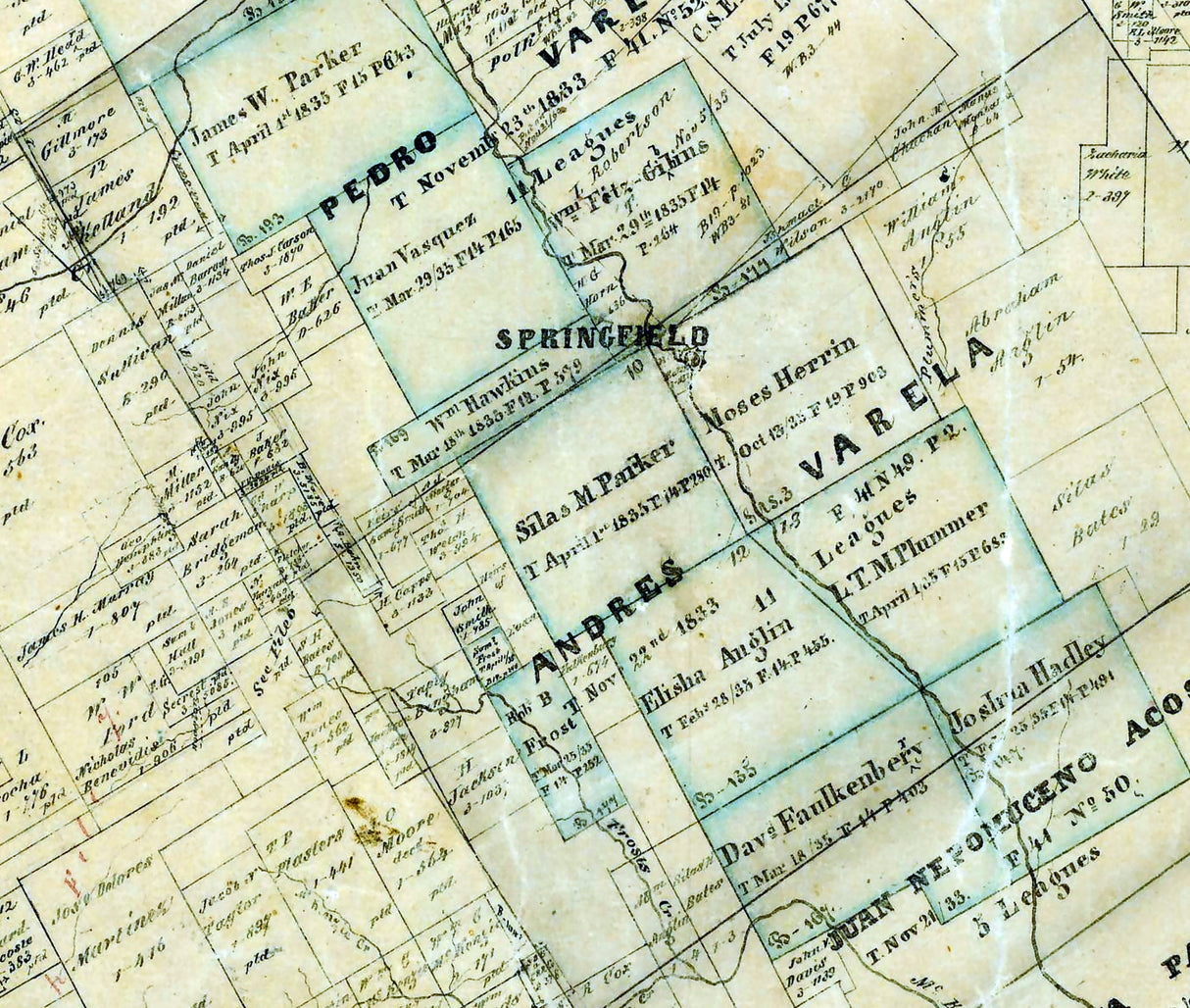 1858 Farm Line Map of Limestone County Texas