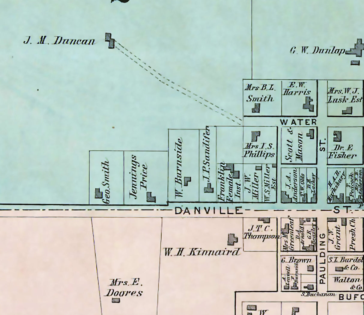 1879 Map of Lancaster Garrard County Kentucky