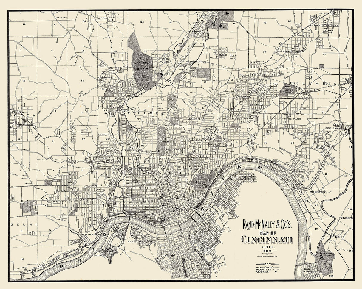 1910 Map of Cincinnati Ohio