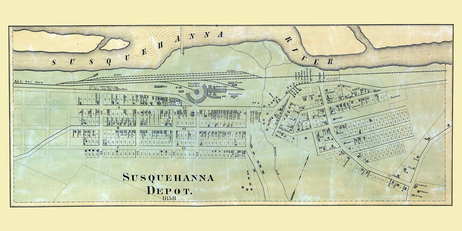 1858 Map of Susquehanna Depot Pennsylvania