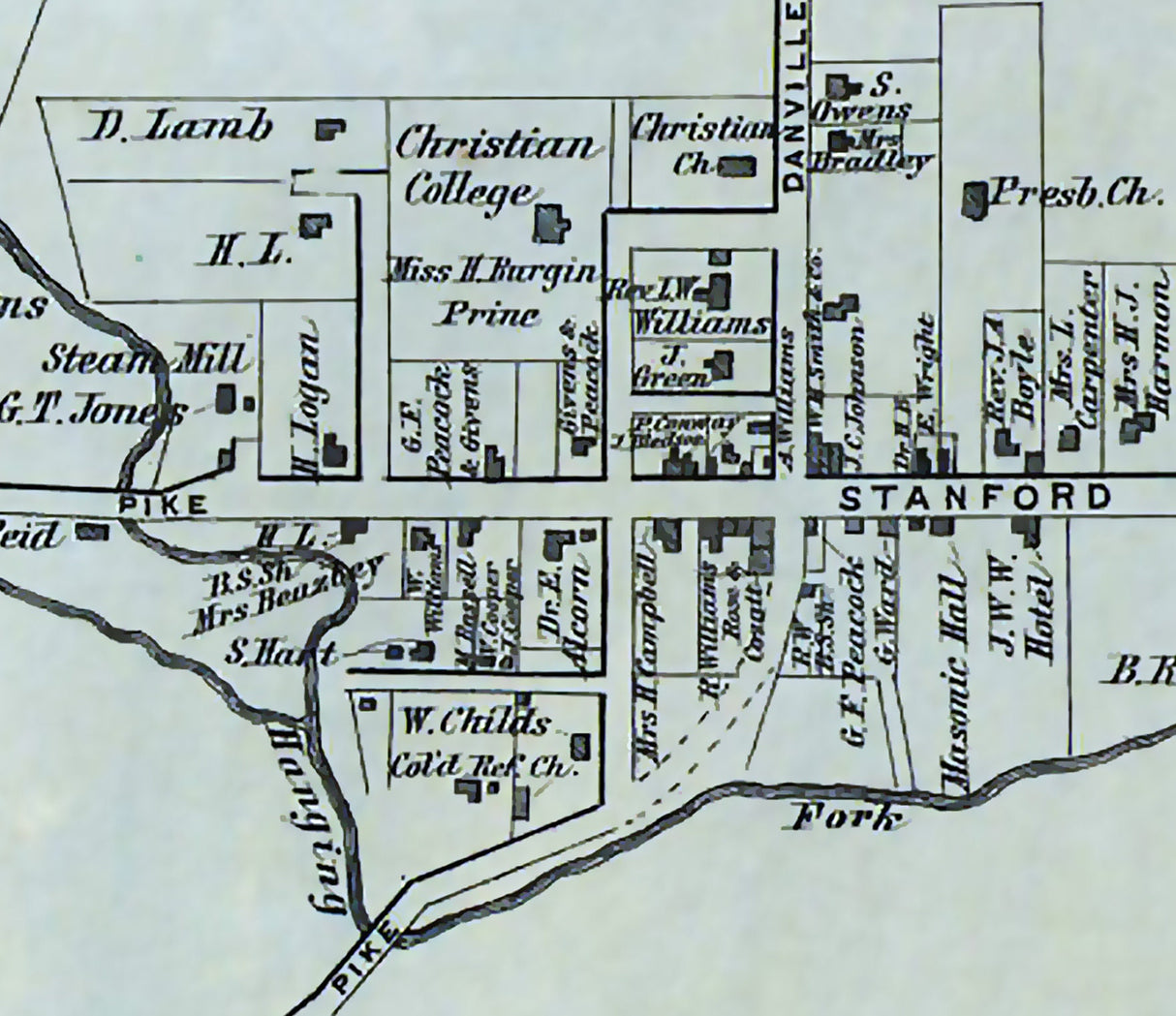 1879 Map of Hustonville Lincoln County Kentucky