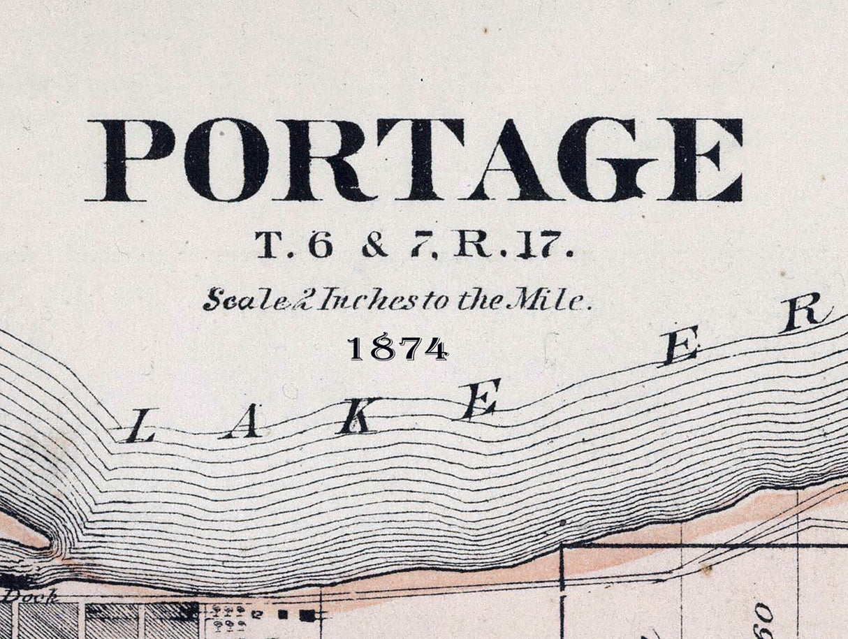 1874 Map of Portage Township Ottawa County Ohio Port Clinton