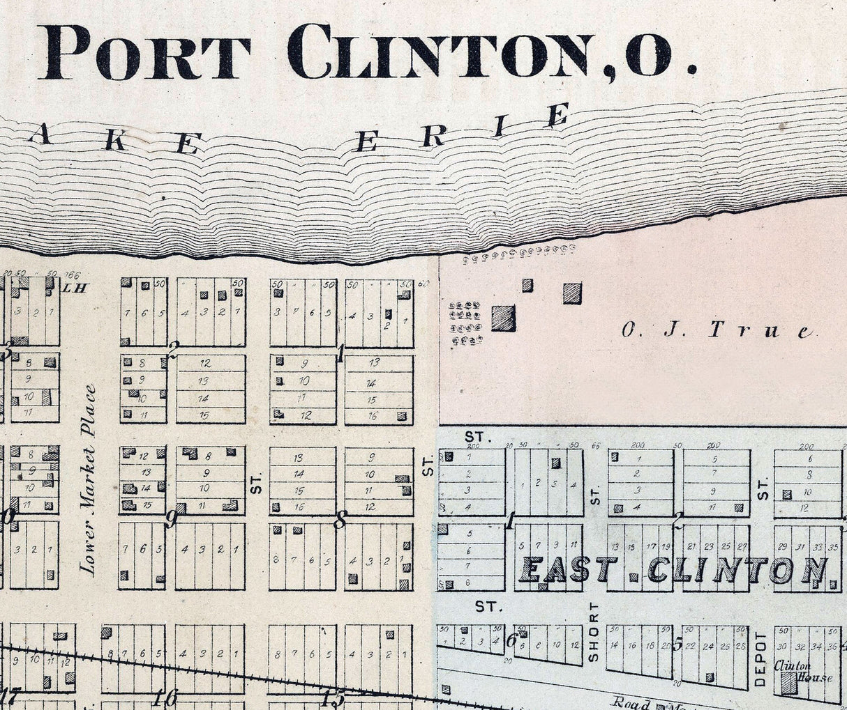 1874 Map of Portage Township Ottawa County Ohio Port Clinton