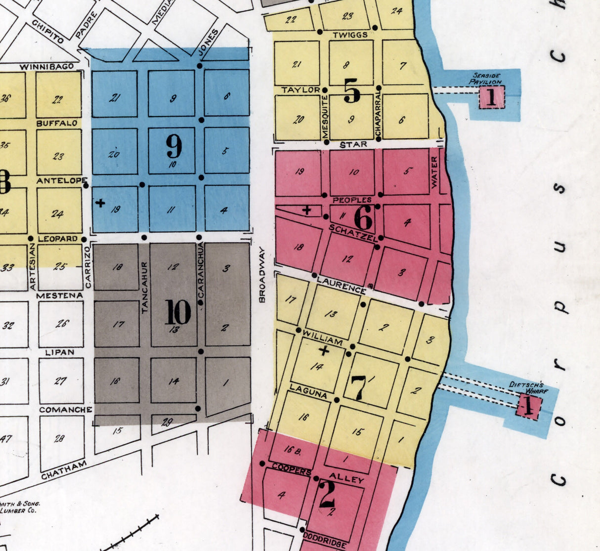 1909 Town Map of Corpus Christi Texas