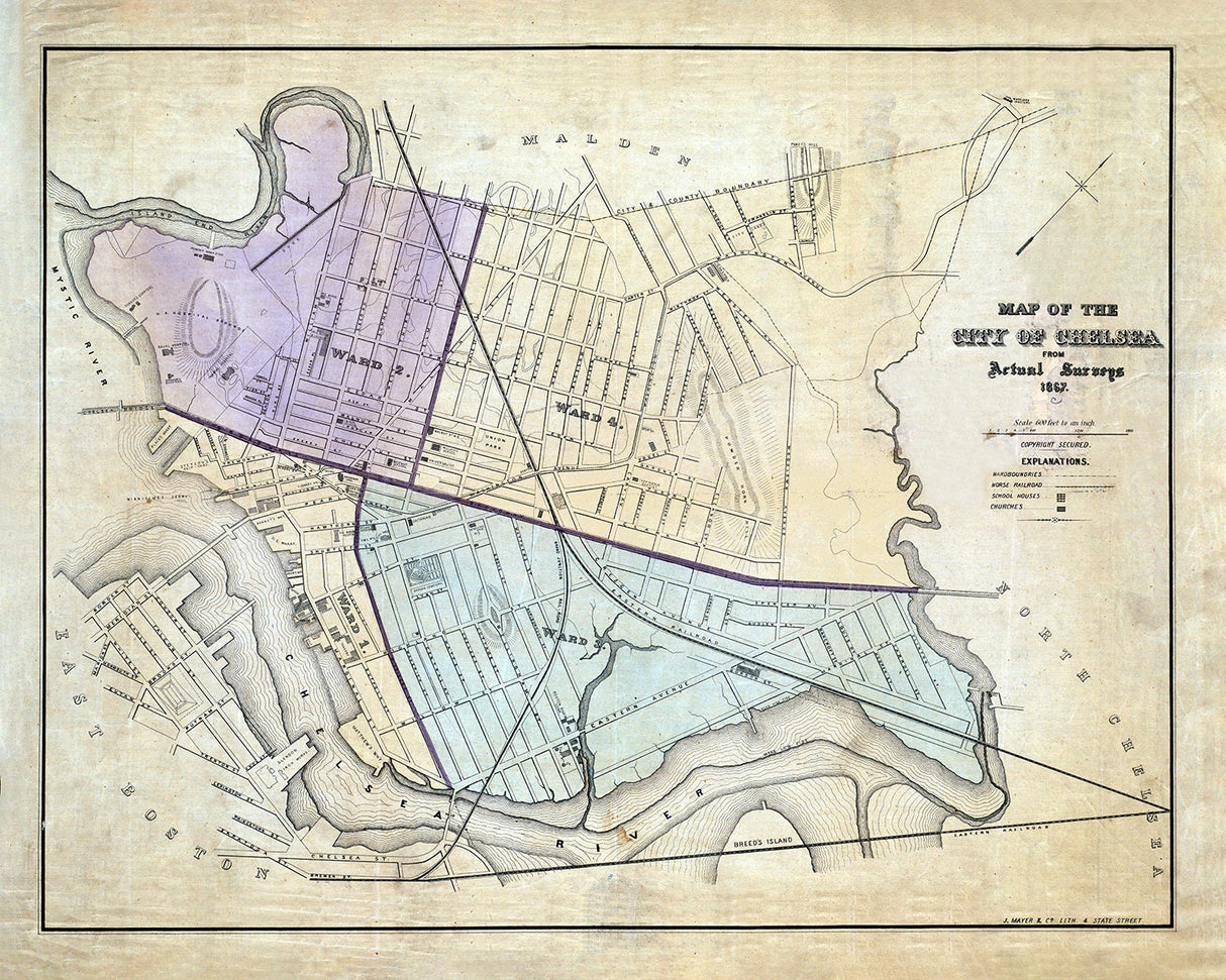 1867 Map of Chelsea Massachusetts