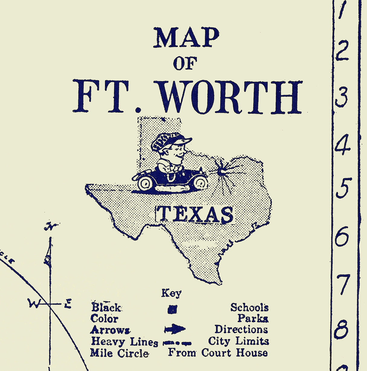 1917 Map of Fort Worth Texas
