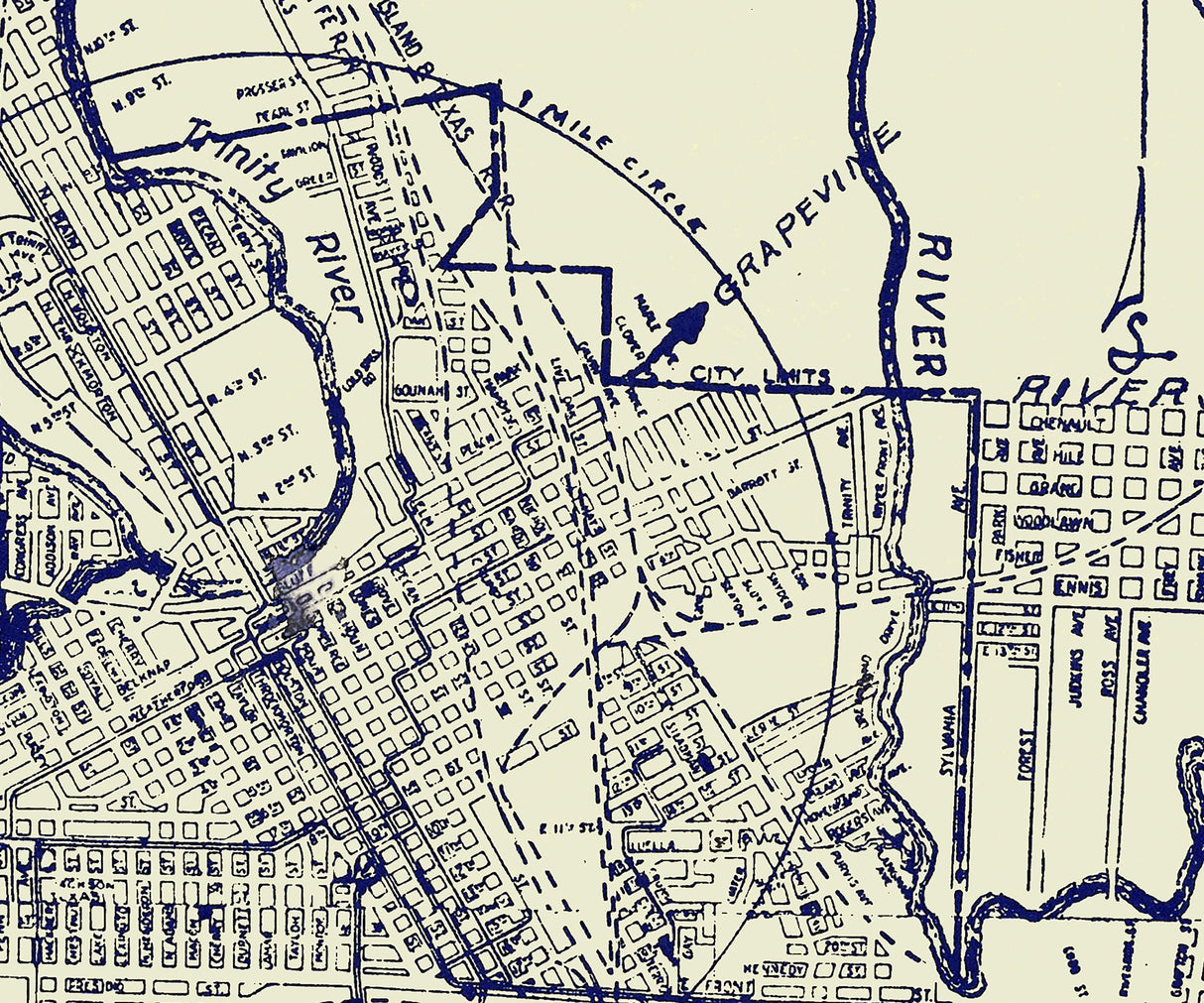 1917 Map of Fort Worth Texas