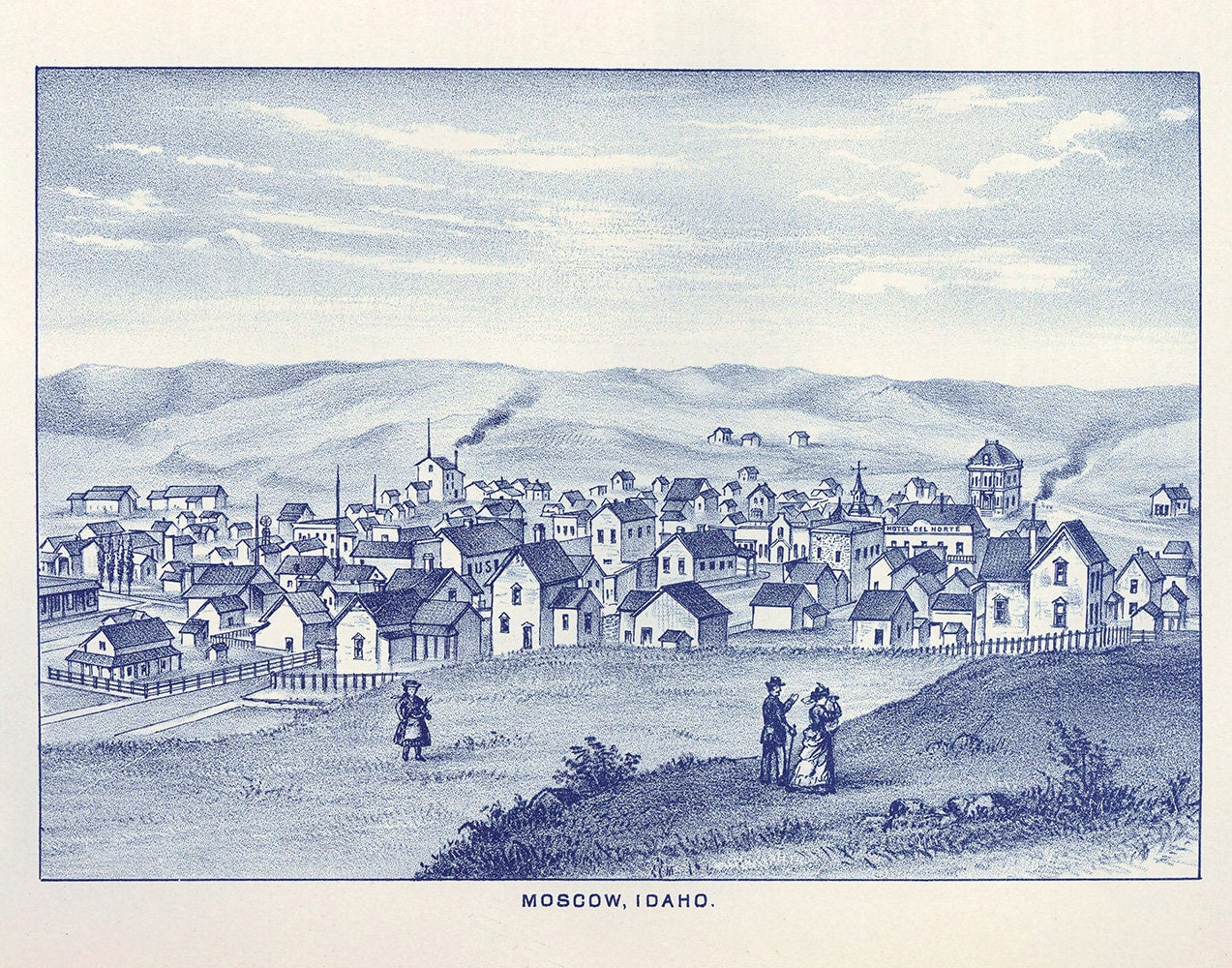 1889 Panoramic Map of Moscow Idaho