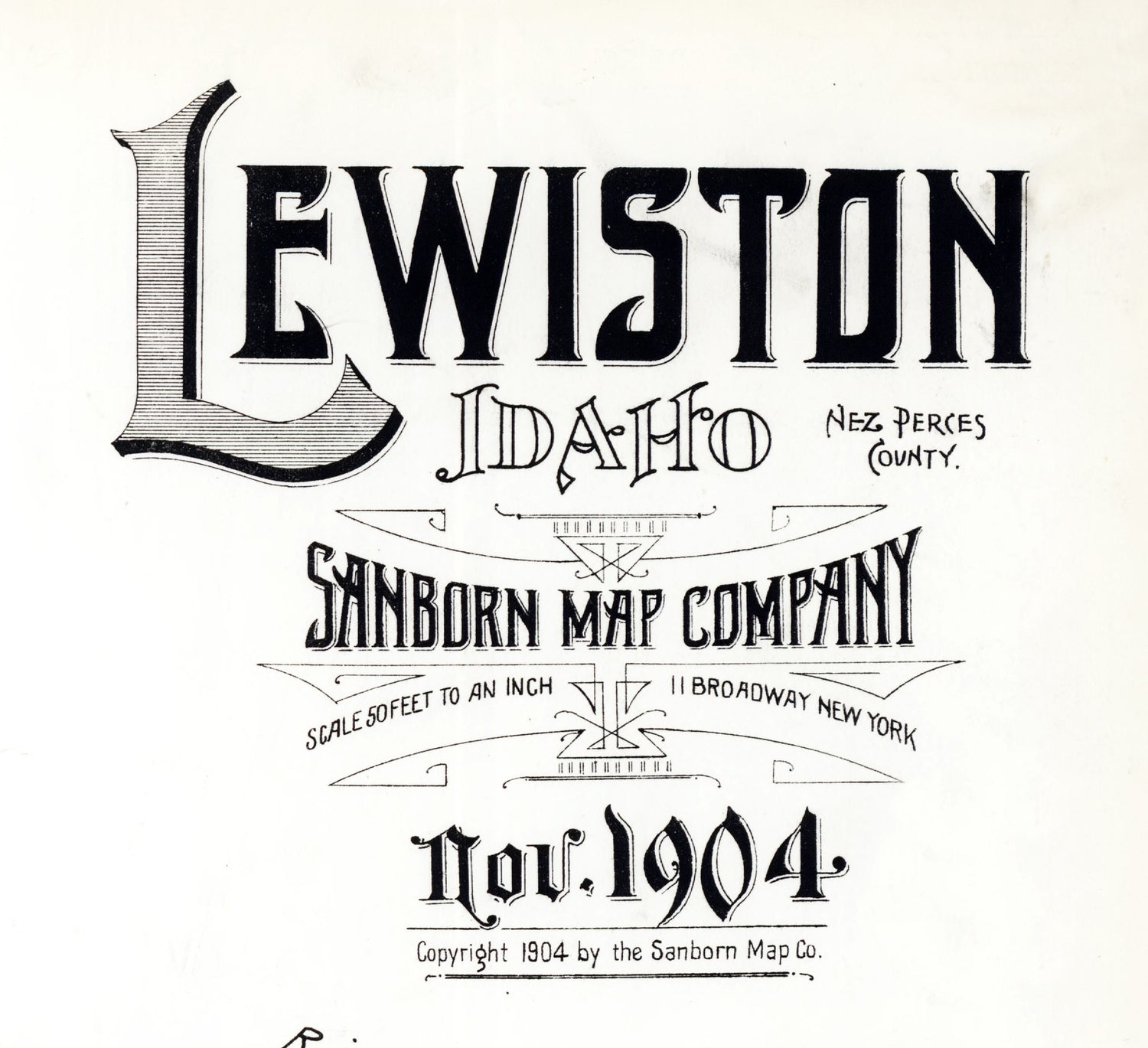 1904 Town Map of Lewiston Nez Perce County Idaho
