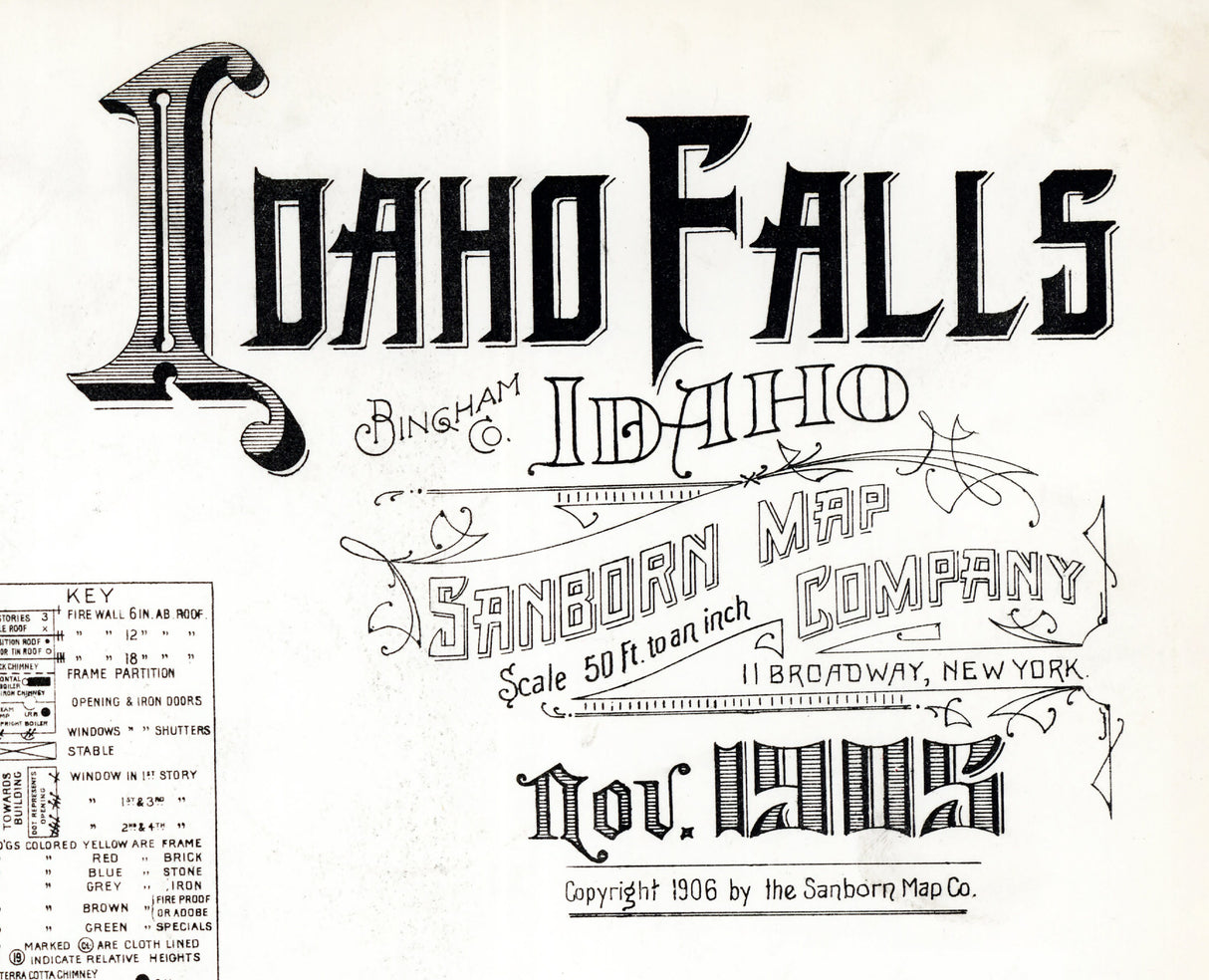 1905 Town Map of Idaho Falls Idaho