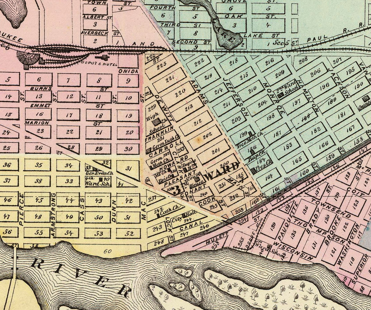 1878 Map of Portage Columbia County Wisconsin