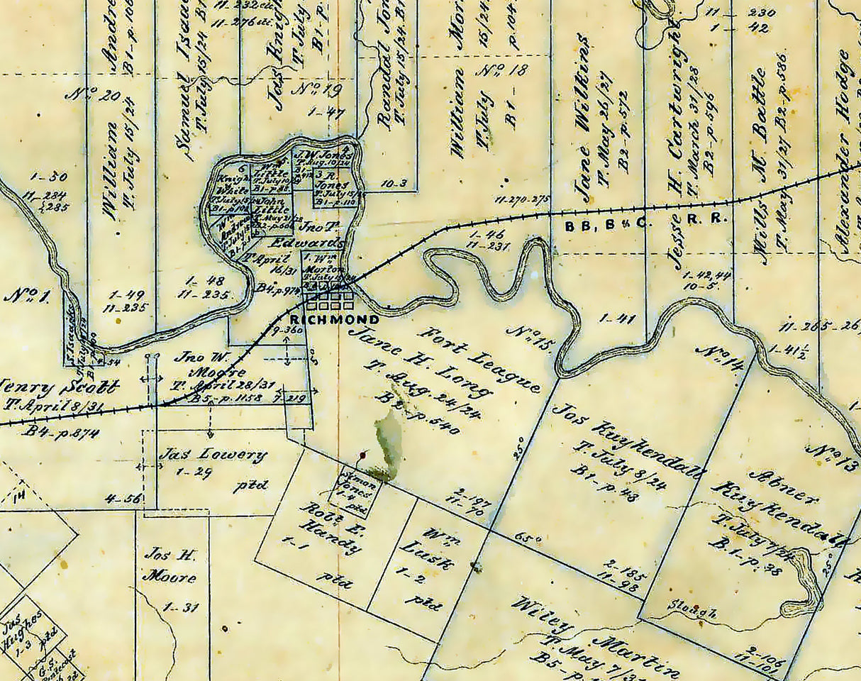 1865 Map of Fort Bend County Texas