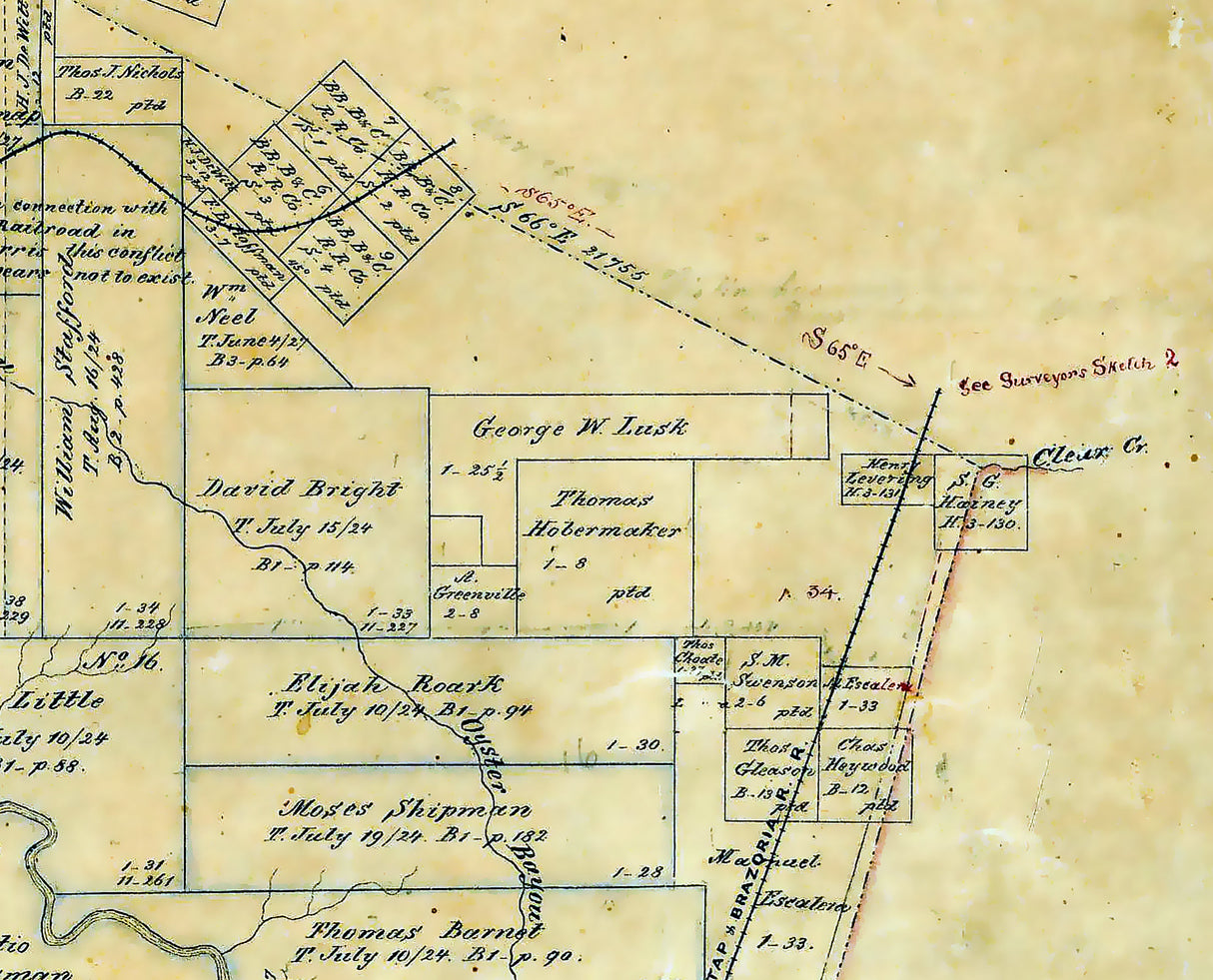 1865 Map of Fort Bend County Texas