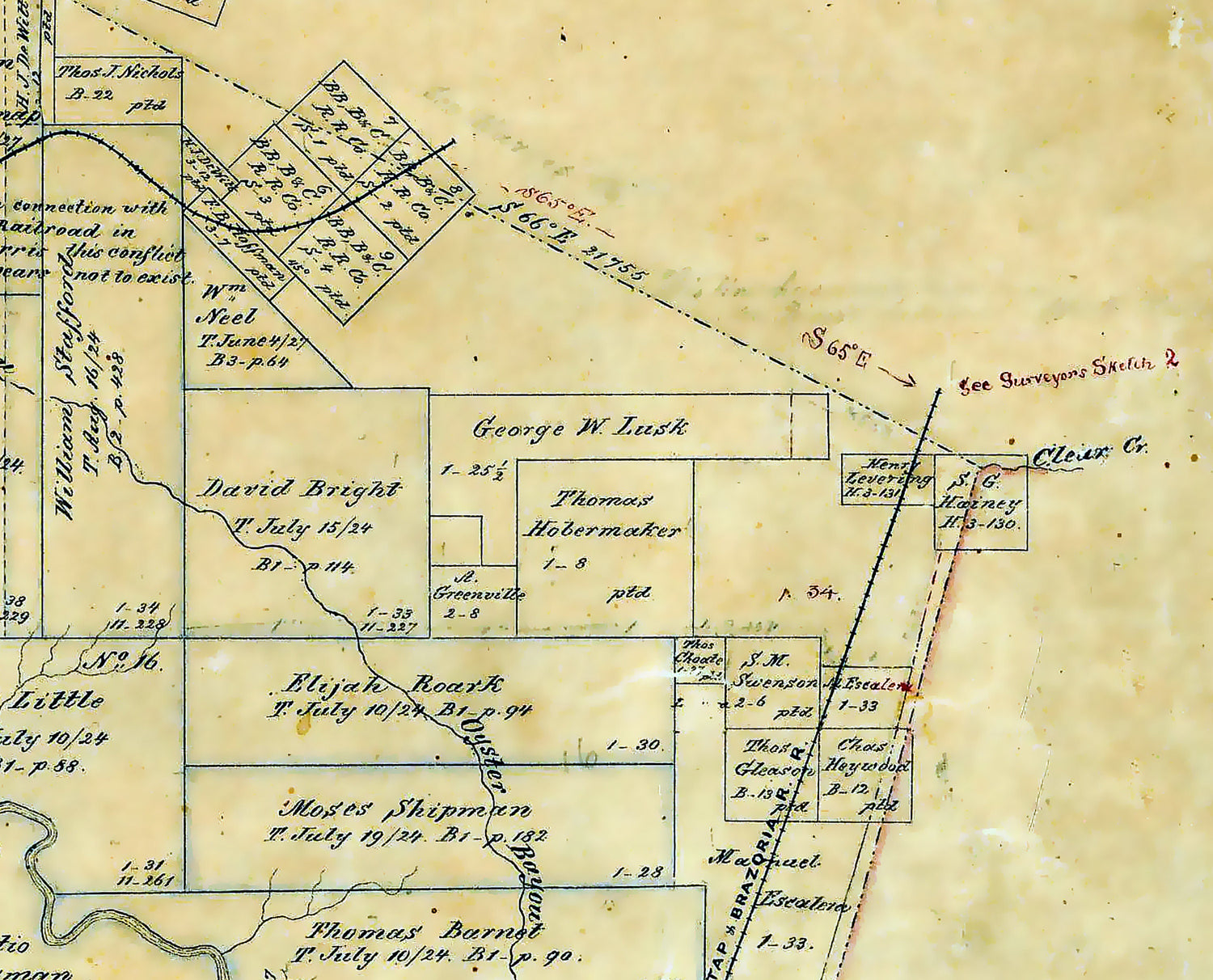 1865 Map of Fort Bend County Texas
