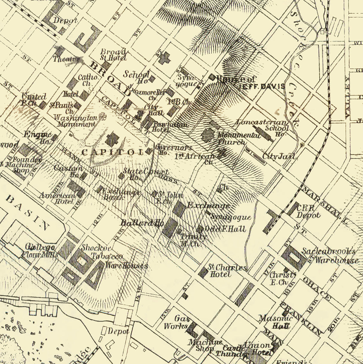1861 Map of Richmond Virginia