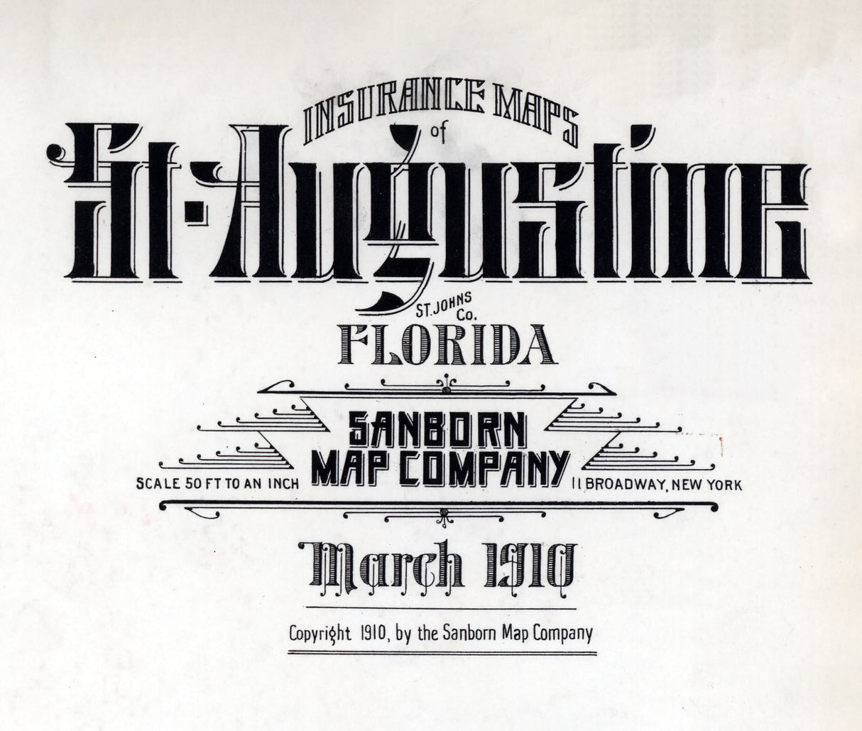 1910 Town Map of Saint Augustine Florida