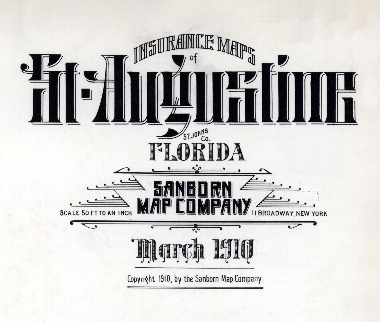 1910 Town Map of Saint Augustine Florida