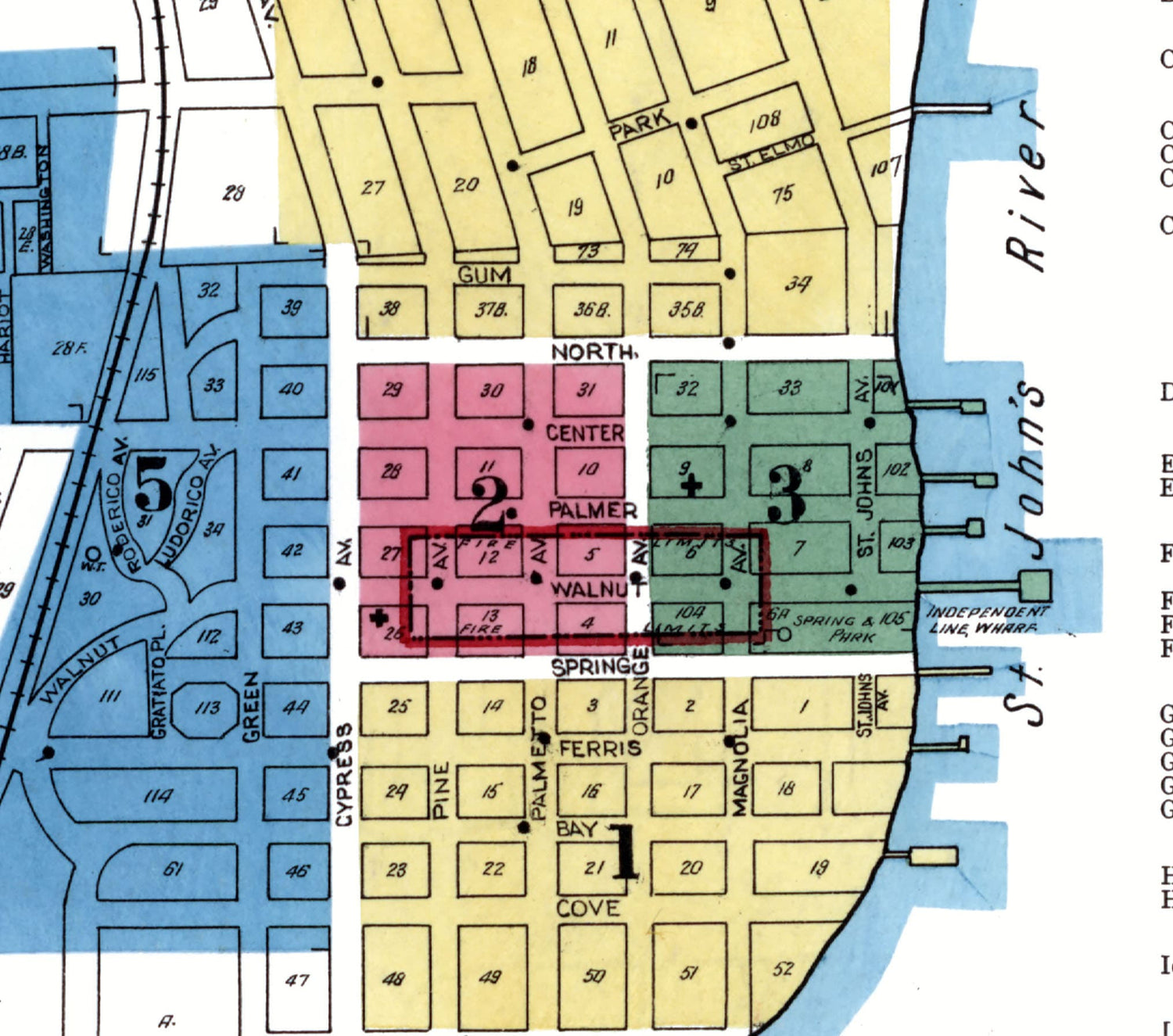 1917 Town Map of Green Cove Springs Clay County Florida