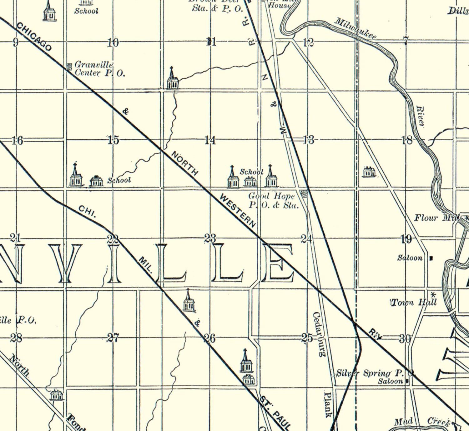 1892 Map of Milwaukee County Wisconsin