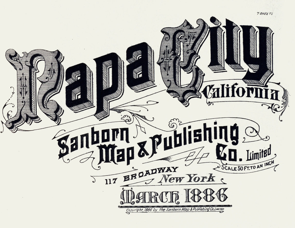 1886 Town Map of Napa California