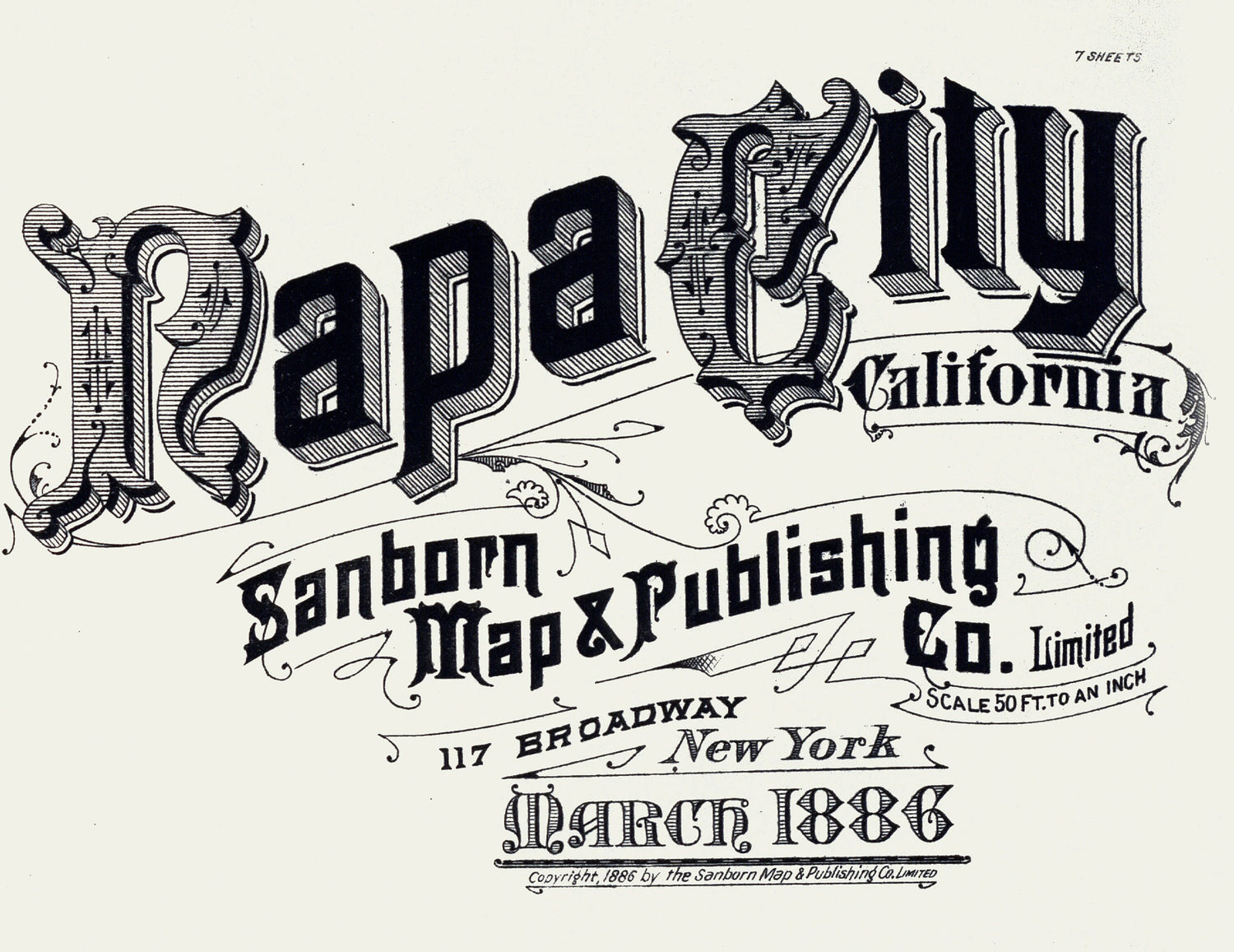 1886 Town Map of Napa California