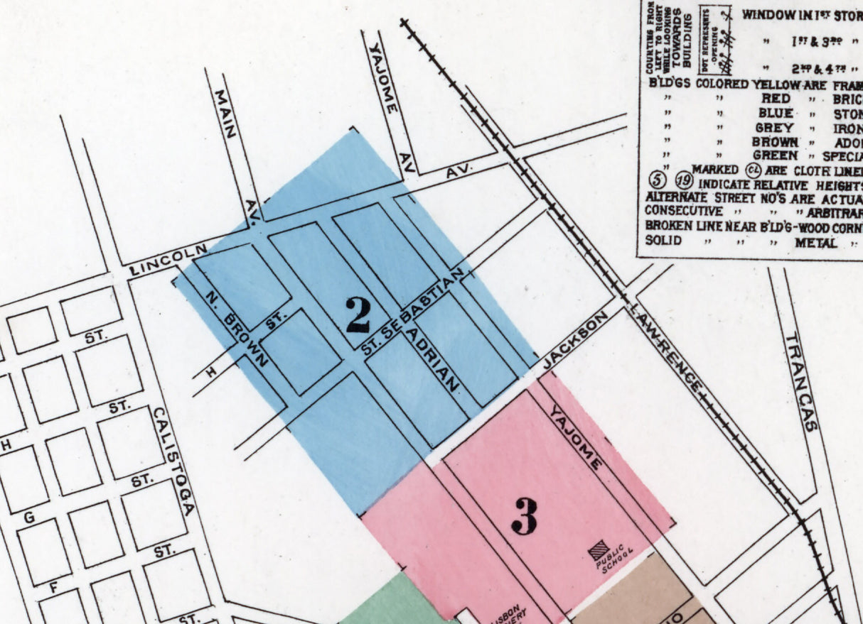 1891 Town Map of Napa California