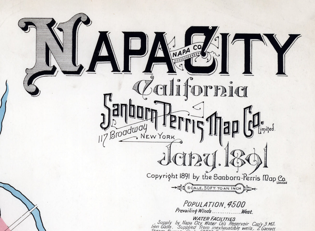 1891 Town Map of Napa California