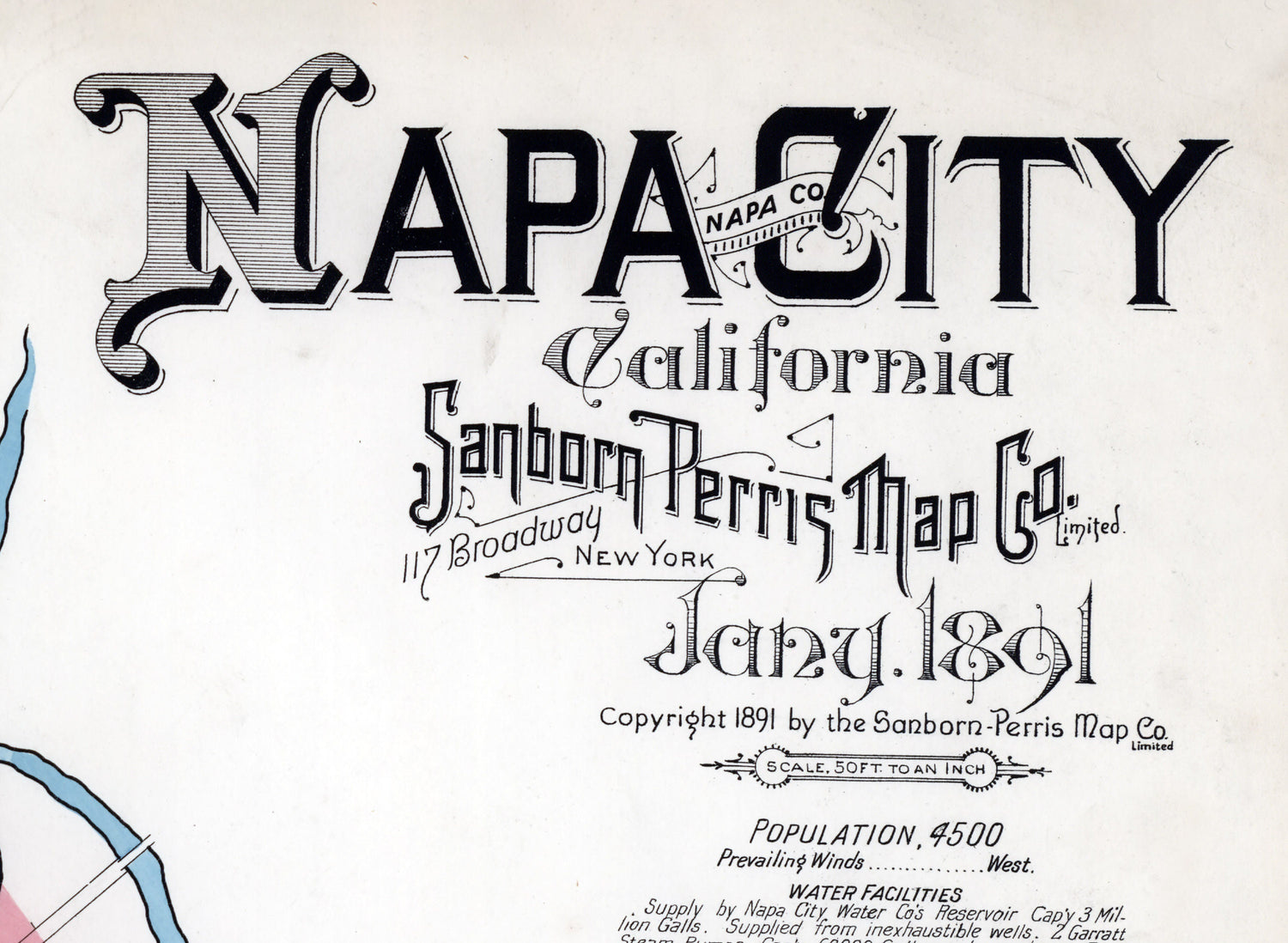 1891 Town Map of Napa California