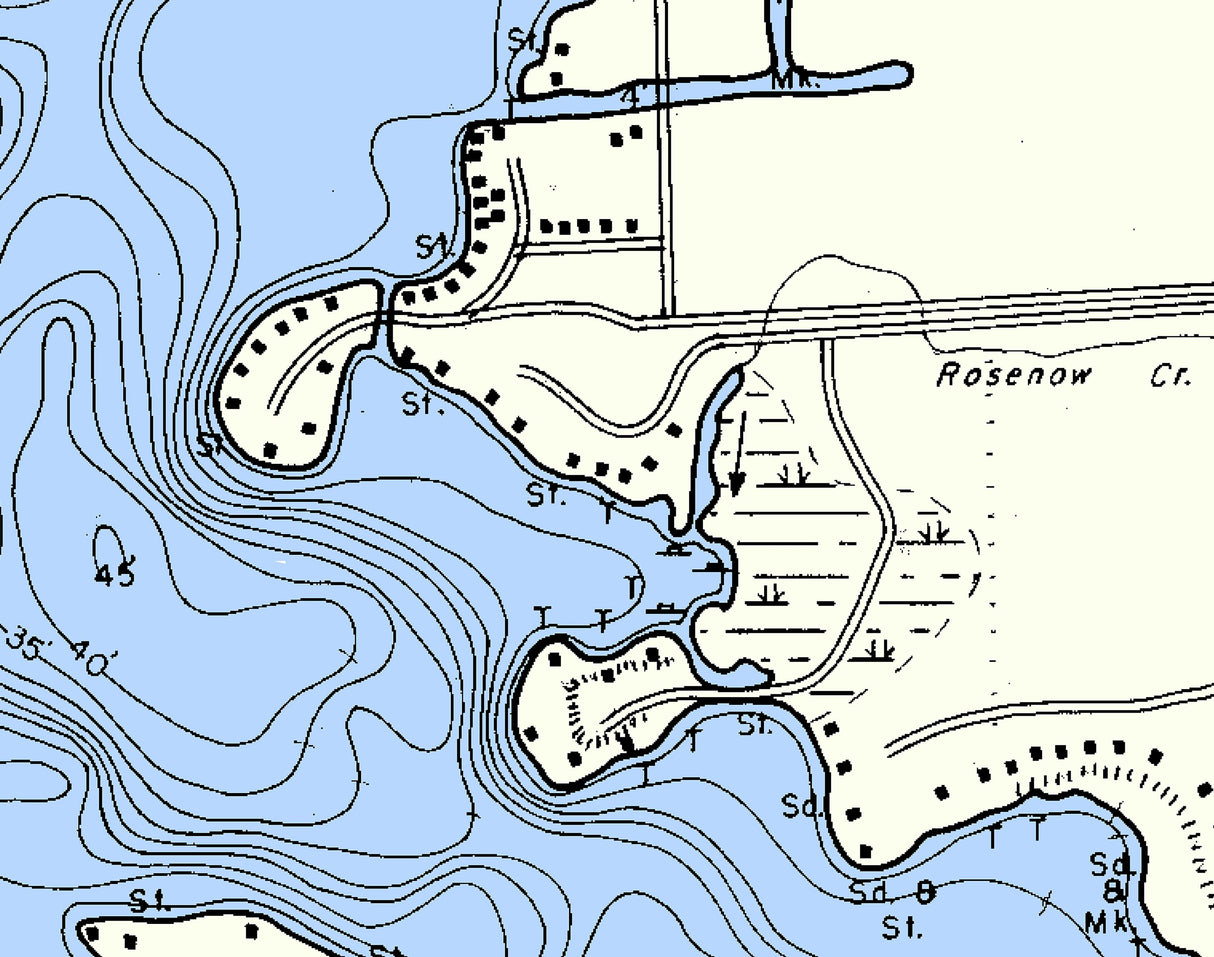 1970 Map of Lac La Belle Lake Waukesha County Wisconsin