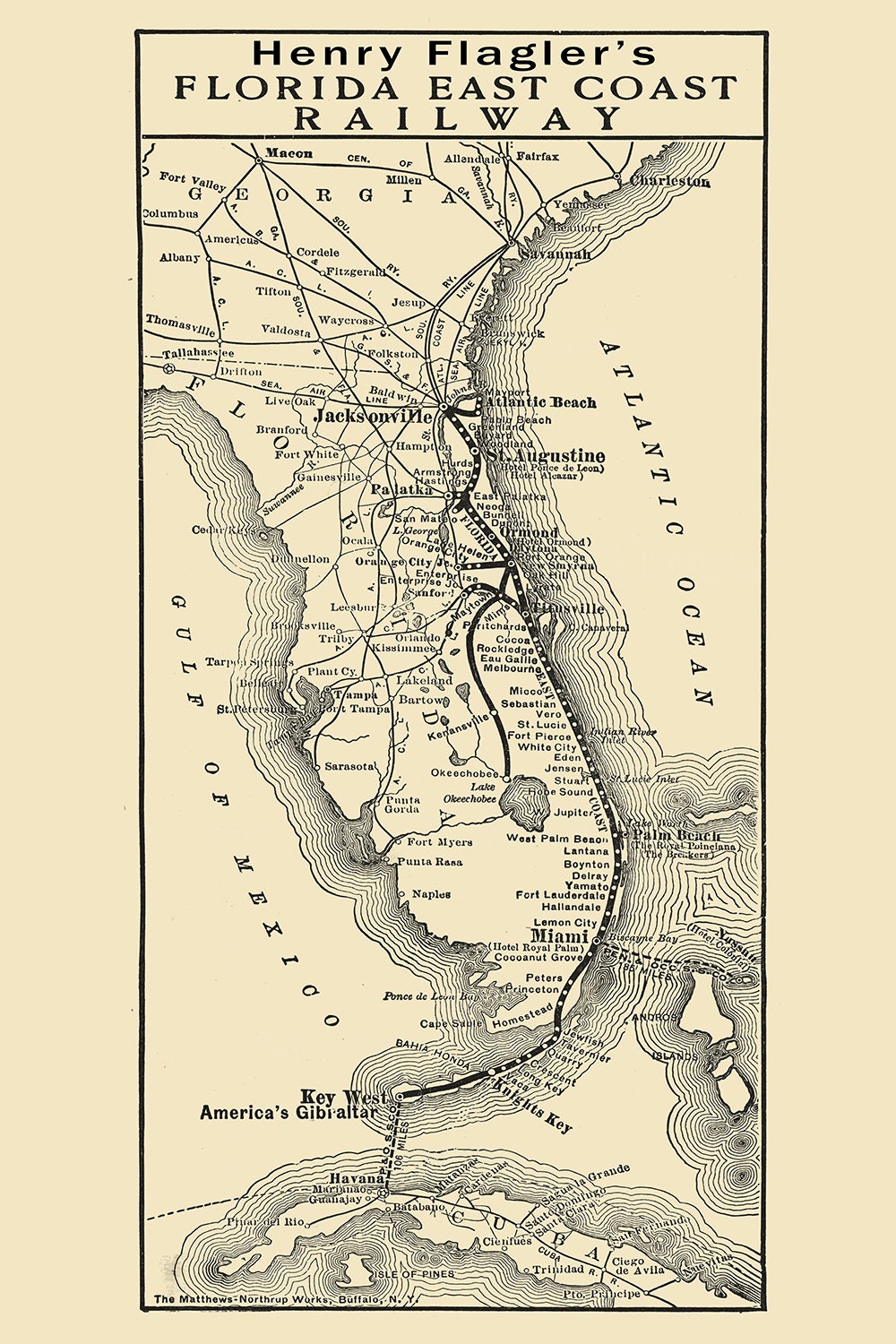 1917 Map of Florida East Coast Railway